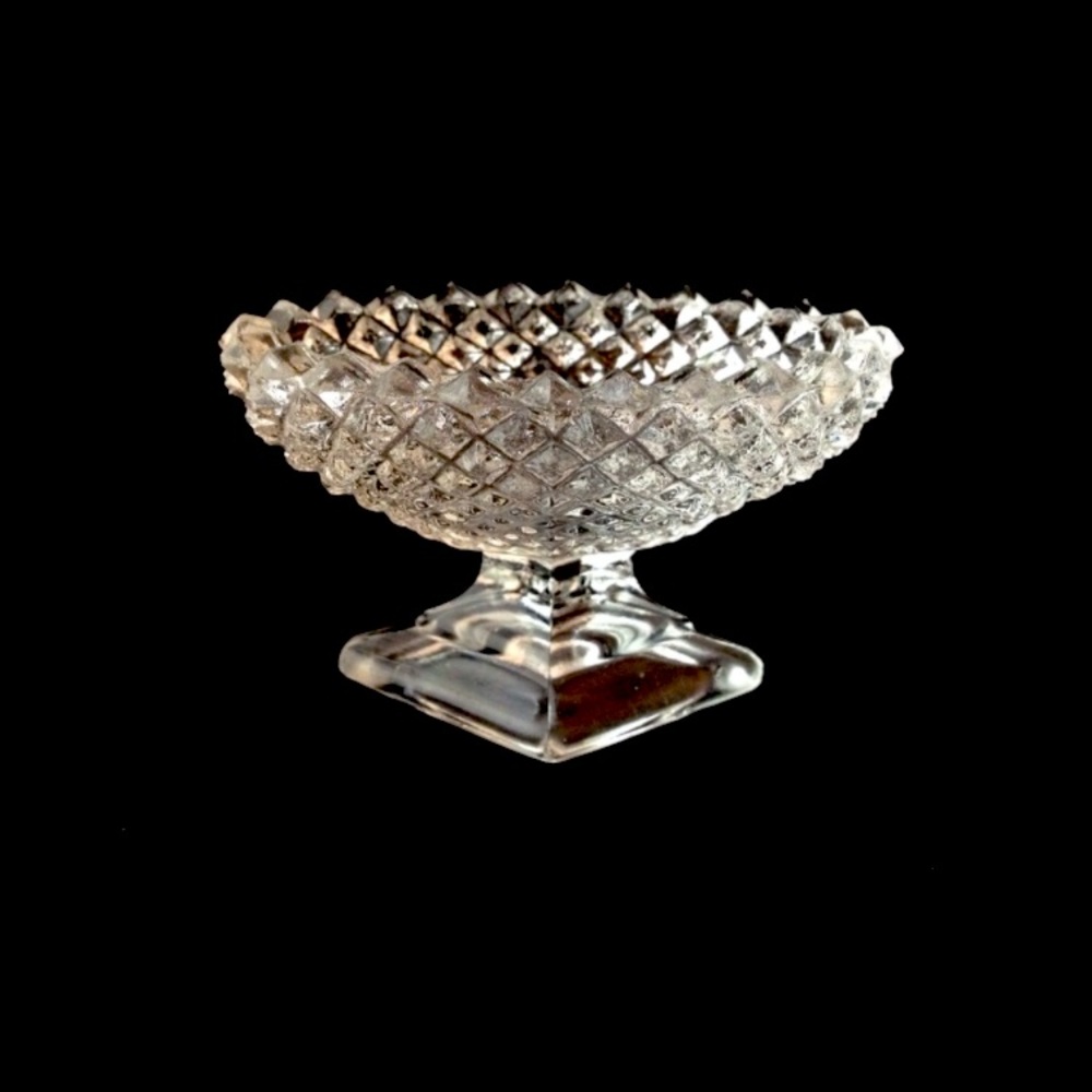 Set (2) Depression Glass Westmoreland English Hobnail Crystal Clear Salt Cellars